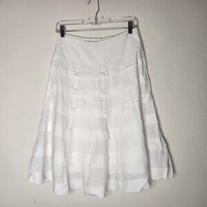 Talbots Womens 2P White Linen Tiered A-line High Rise Skirt Lined
